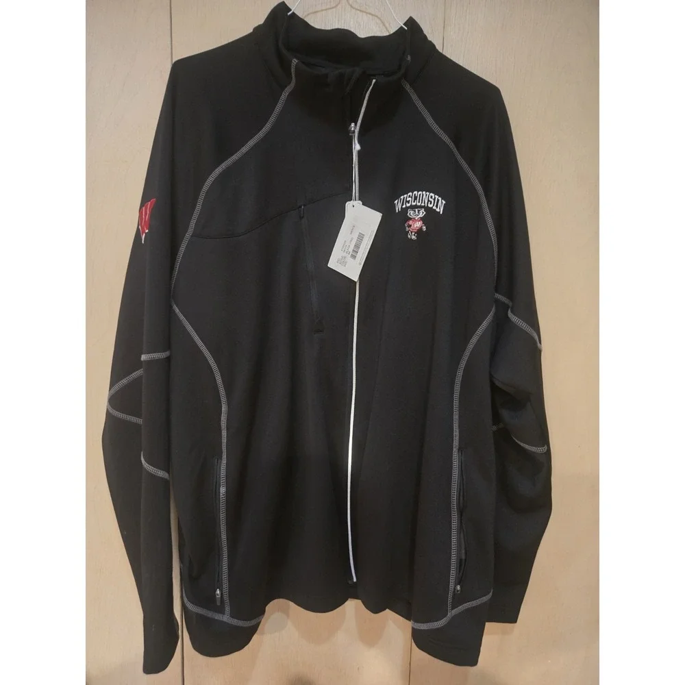NWT Wisconsin Badgers North End 4XL Black Full Zip Performance Jacket